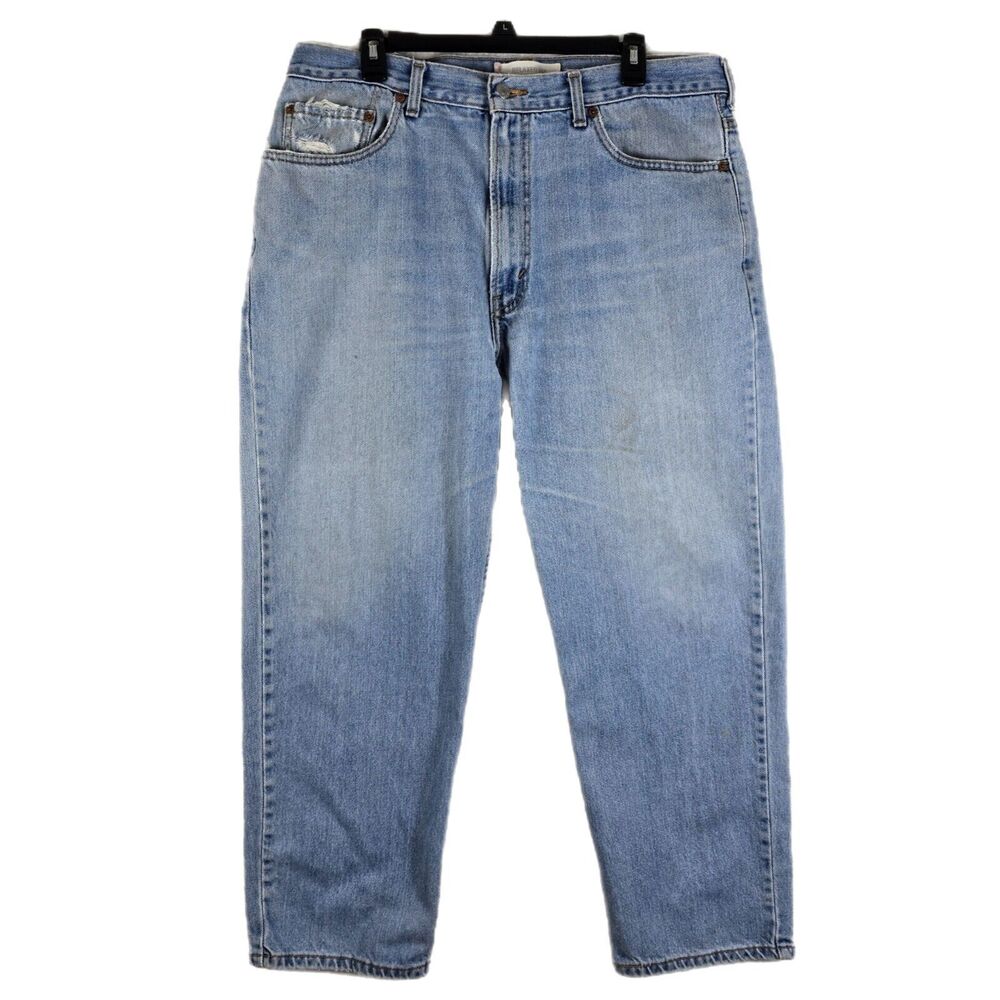 Vintage Levis 550 Jeans 38 x 30 Stonewash Tapered Blue Red Tab Denim Whiskers